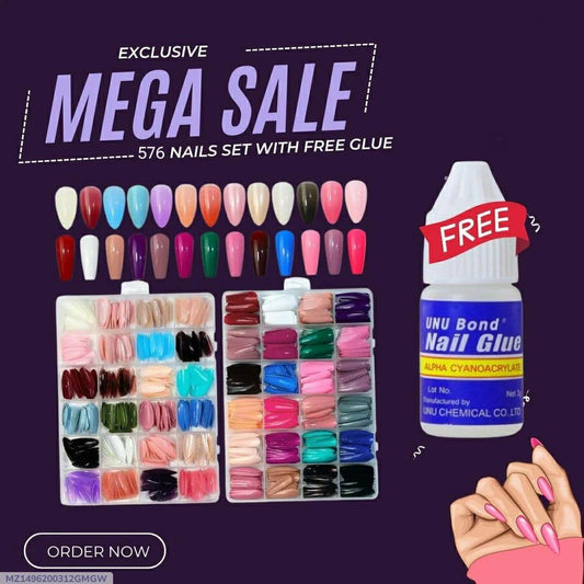 576 Artificial MultiColor Nails